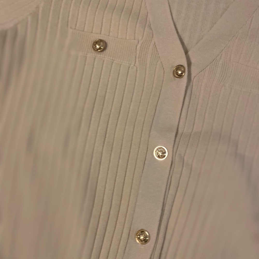 SHEIN Cream Ribbed Cardigan - Picture 2 of 3
